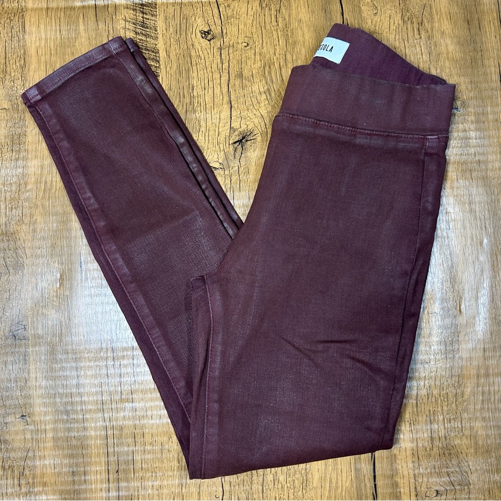 Pistola Pull On Pants in Coated Black Cherry 25 NWOT